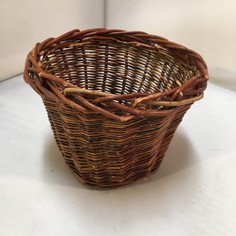 Woven Wicker Basket Home Decor Small Brown Rustic Grapevine Style Bohemian